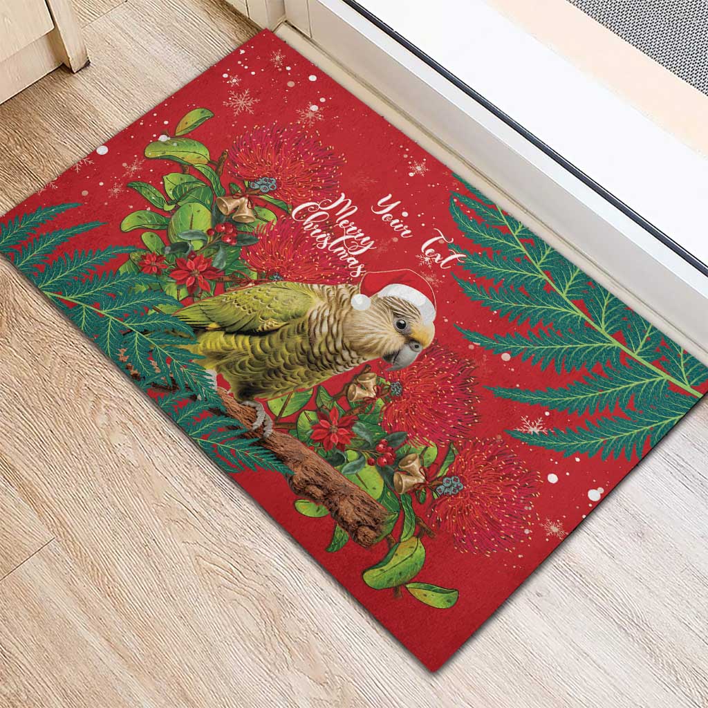 Personalised New Zealand Kakapo Christmas Rubber Doormat Meri Kirihimete Silver Fern Mix Pohutukawa LT14 - Polynesian Pride