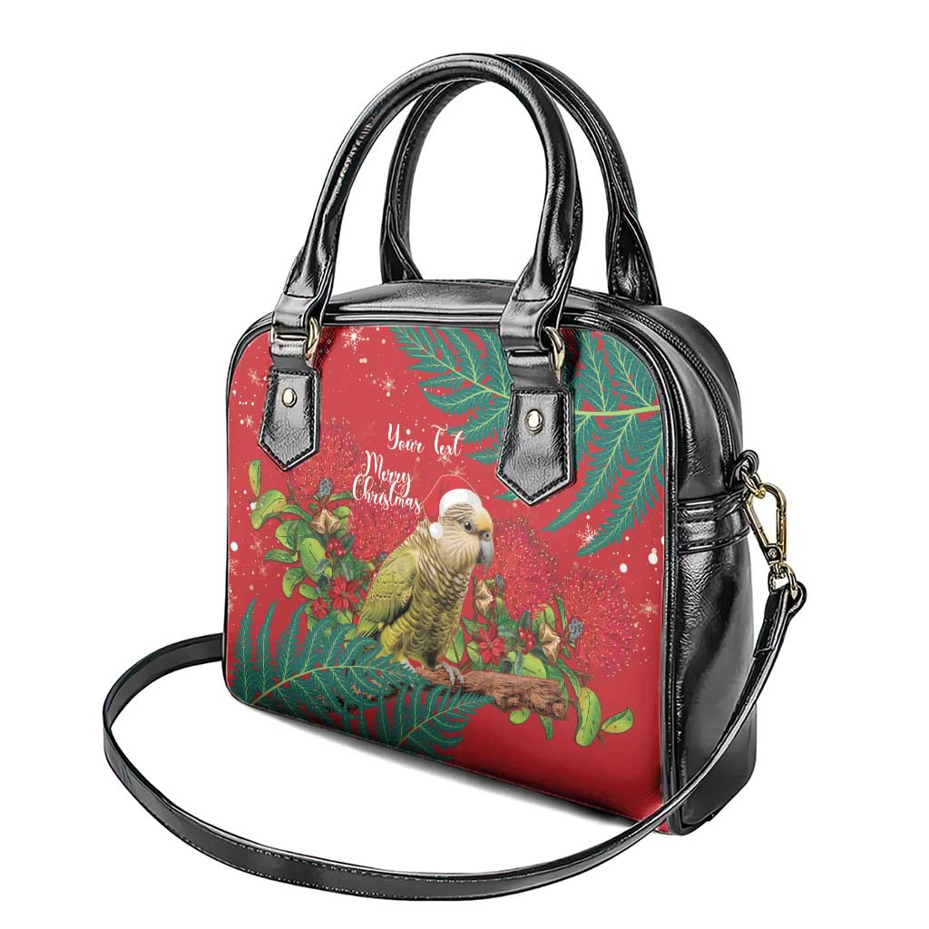 Personalised New Zealand Kakapo Christmas Shoulder Handbag Meri Kirihimete Silver Fern Mix Pohutukawa LT14 - Polynesian Pride