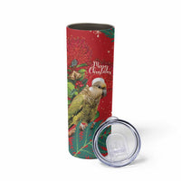Personalised New Zealand Kakapo Christmas Skinny Tumbler Meri Kirihimete Silver Fern Mix Pohutukawa LT14 - Polynesian Pride