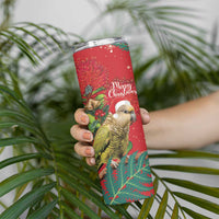 Personalised New Zealand Kakapo Christmas Skinny Tumbler Meri Kirihimete Silver Fern Mix Pohutukawa LT14 - Polynesian Pride