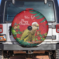 Personalised New Zealand Kakapo Christmas Spare Tire Cover Meri Kirihimete Silver Fern Mix Pohutukawa LT14 Red - Polynesian Pride
