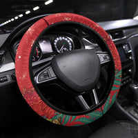 New Zealand Kakapo Christmas Steering Wheel Cover Meri Kirihimete Silver Fern Mix Pohutukawa LT14 Universal Fit Red - Polynesian Pride