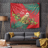 Personalised New Zealand Kakapo Christmas Tapestry Meri Kirihimete Silver Fern Mix Pohutukawa LT14 - Polynesian Pride