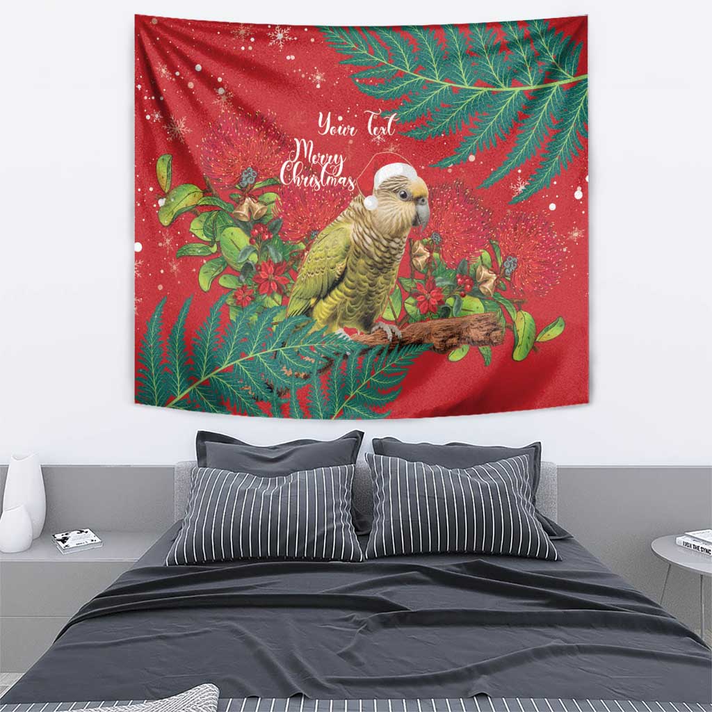 Personalised New Zealand Kakapo Christmas Tapestry Meri Kirihimete Silver Fern Mix Pohutukawa LT14 - Polynesian Pride