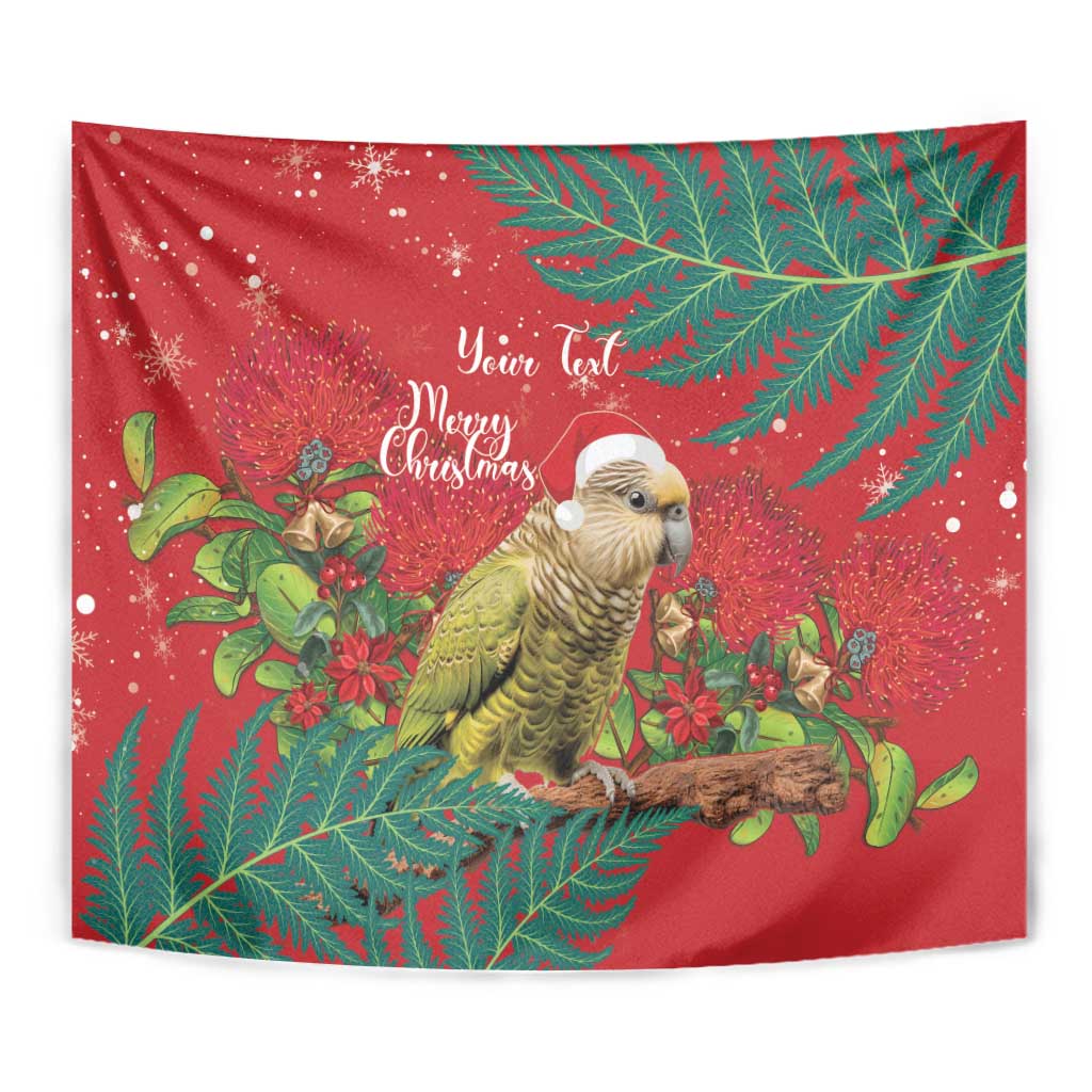 Personalised New Zealand Kakapo Christmas Tapestry Meri Kirihimete Silver Fern Mix Pohutukawa LT14 - Polynesian Pride