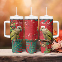 Personalised New Zealand Kakapo Christmas Tumbler With Handle Meri Kirihimete Silver Fern Mix Pohutukawa LT14 - Polynesian Pride