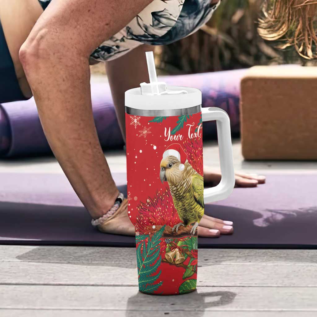 Personalised New Zealand Kakapo Christmas Tumbler With Handle Meri Kirihimete Silver Fern Mix Pohutukawa LT14 - Polynesian Pride