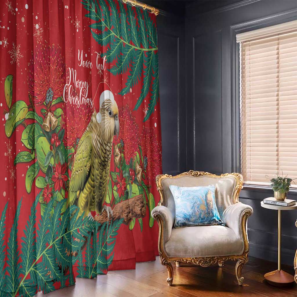Personalised New Zealand Kakapo Christmas Window Curtain Meri Kirihimete Silver Fern Mix Pohutukawa LT14 - Polynesian Pride