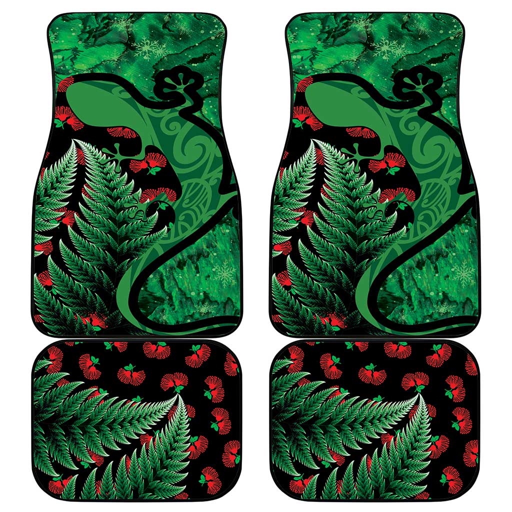 New Zealand Gecko Christmas Car Mats Meri Kirihimete Paua Shell Mix Pohutukawa LT14 - Polynesian Pride