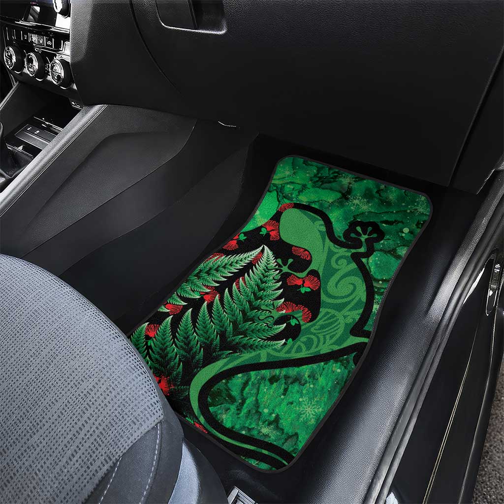 New Zealand Gecko Christmas Car Mats Meri Kirihimete Paua Shell Mix Pohutukawa LT14 - Polynesian Pride