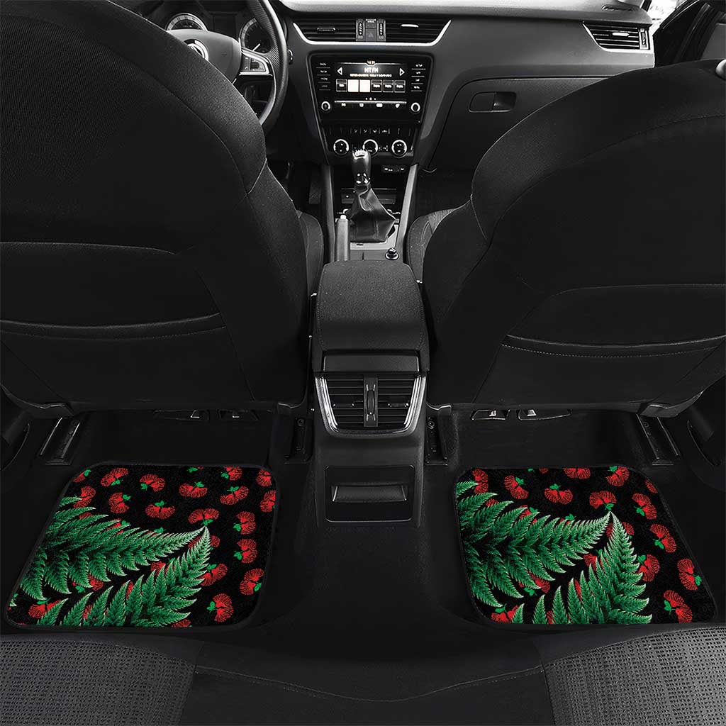 New Zealand Gecko Christmas Car Mats Meri Kirihimete Paua Shell Mix Pohutukawa LT14 Set 2pcs - Back Green - Polynesian Pride