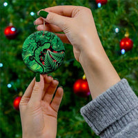 New Zealand Gecko Christmas Ceramic Ornament Meri Kirihimete Paua Shell Mix Pohutukawa LT14 - Polynesian Pride