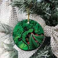 New Zealand Gecko Christmas Ceramic Ornament Meri Kirihimete Paua Shell Mix Pohutukawa LT14 - Polynesian Pride