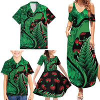 New Zealand Gecko Christmas Family Matching Summer Maxi Dress and Hawaiian Shirt Meri Kirihimete Paua Shell Mix Pohutukawa LT14 - Polynesian Pride