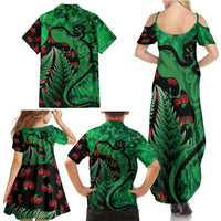 New Zealand Gecko Christmas Family Matching Summer Maxi Dress and Hawaiian Shirt Meri Kirihimete Paua Shell Mix Pohutukawa LT14 - Polynesian Pride