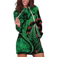 New Zealand Gecko Christmas Hoodie Dress Meri Kirihimete Paua Shell Mix Pohutukawa LT14 Green - Polynesian Pride