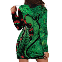 New Zealand Gecko Christmas Hoodie Dress Meri Kirihimete Paua Shell Mix Pohutukawa LT14 - Polynesian Pride