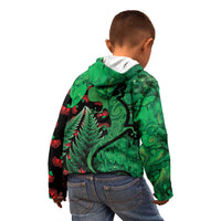 New Zealand Gecko Christmas Kid Hoodie Meri Kirihimete Paua Shell Mix Pohutukawa LT14 - Polynesian Pride