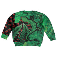 New Zealand Gecko Christmas Kid Ugly Christmas Sweater Meri Kirihimete Paua Shell Mix Pohutukawa LT14 - Polynesian Pride