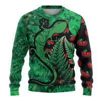 New Zealand Gecko Christmas Ugly Christmas Sweater Meri Kirihimete Paua Shell Mix Pohutukawa LT14 - Polynesian Pride