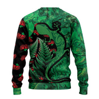 New Zealand Gecko Christmas Ugly Christmas Sweater Meri Kirihimete Paua Shell Mix Pohutukawa LT14 - Polynesian Pride