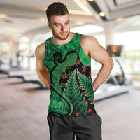 New Zealand Gecko Christmas Men Tank Top Meri Kirihimete Paua Shell Mix Pohutukawa LT14 Green - Polynesian Pride