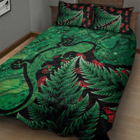 New Zealand Gecko Christmas Quilt Bed Set Meri Kirihimete Paua Shell Mix Pohutukawa LT14 - Polynesian Pride