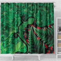 New Zealand Gecko Christmas Shower Curtain Meri Kirihimete Paua Shell Mix Pohutukawa LT14 - Polynesian Pride