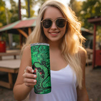 New Zealand Gecko Christmas Skinny Tumbler Meri Kirihimete Paua Shell Mix Pohutukawa LT14 - Polynesian Pride