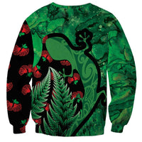 New Zealand Gecko Christmas Sweatshirt Meri Kirihimete Paua Shell Mix Pohutukawa LT14 - Polynesian Pride