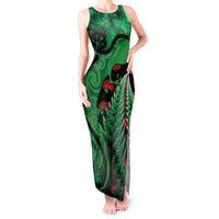 New Zealand Gecko Christmas Tank Maxi Dress Meri Kirihimete Paua Shell Mix Pohutukawa LT14 Women Green - Polynesian Pride