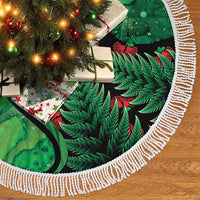 New Zealand Gecko Christmas Tree Skirt Meri Kirihimete Paua Shell Mix Pohutukawa LT14 - Polynesian Pride