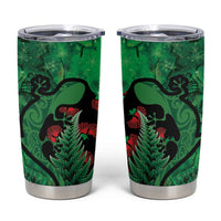 New Zealand Gecko Christmas Tumbler Cup Meri Kirihimete Paua Shell Mix Pohutukawa LT14 Green - Polynesian Pride