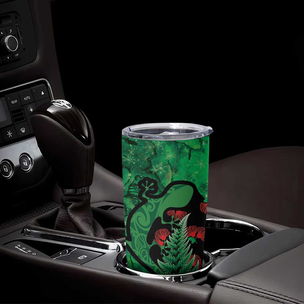 New Zealand Gecko Christmas Tumbler Cup Meri Kirihimete Paua Shell Mix Pohutukawa LT14 - Polynesian Pride