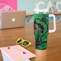 New Zealand Gecko Christmas Tumbler With Handle Meri Kirihimete Paua Shell Mix Pohutukawa LT14 - Polynesian Pride