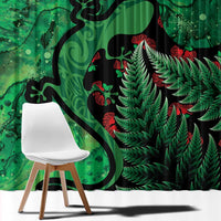 New Zealand Gecko Christmas Window Curtain Meri Kirihimete Paua Shell Mix Pohutukawa LT14 - Polynesian Pride