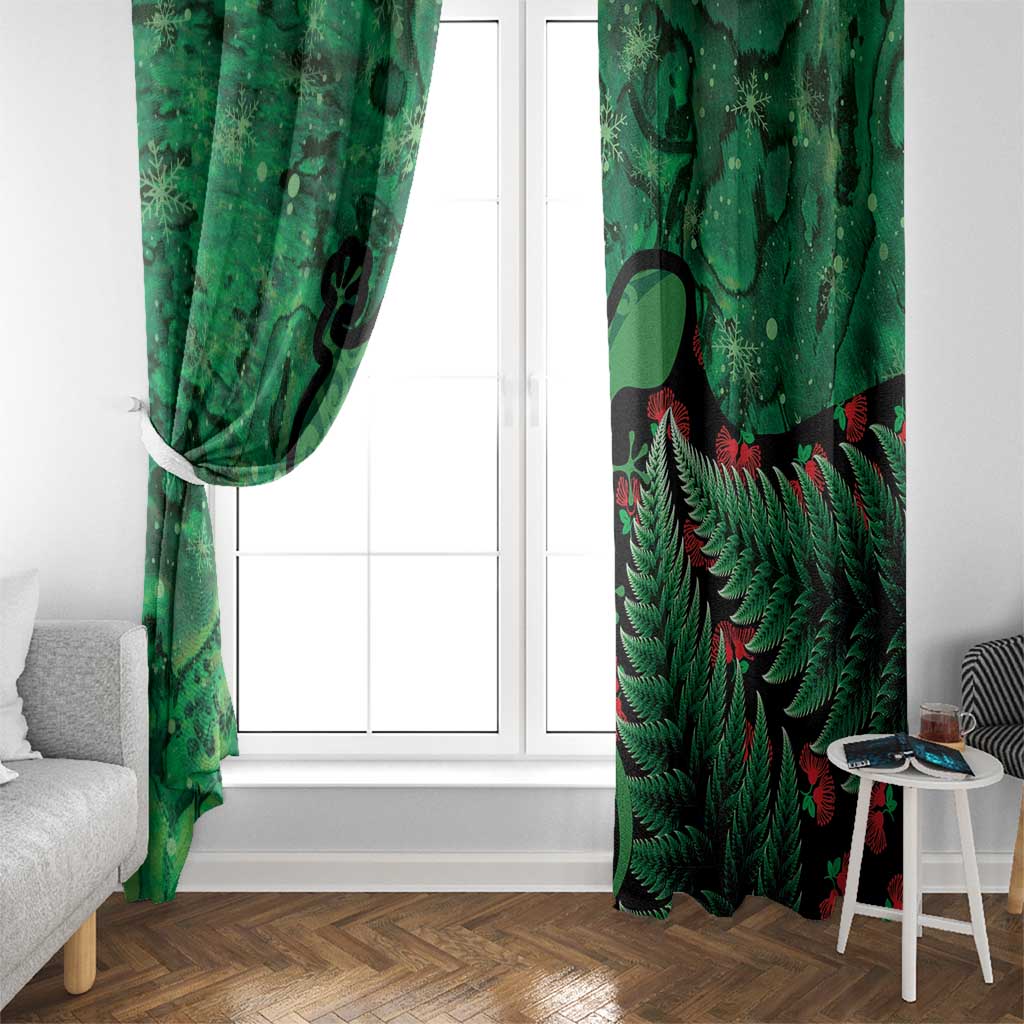 New Zealand Gecko Christmas Window Curtain Meri Kirihimete Paua Shell Mix Pohutukawa LT14 - Polynesian Pride