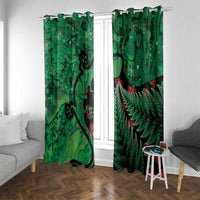 New Zealand Gecko Christmas Window Curtain Meri Kirihimete Paua Shell Mix Pohutukawa LT14 With Grommets Green - Polynesian Pride