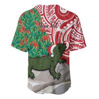 Personalised New Zealand Tuatara Christmas Baseball Jersey Meri Kirihimete Aotearoa Maori Mix Pohutukawa LT14 - Polynesian Pride