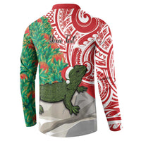Personalised New Zealand Tuatara Christmas Button Sweatshirt Meri Kirihimete Aotearoa Maori Mix Pohutukawa LT14 - Polynesian Pride