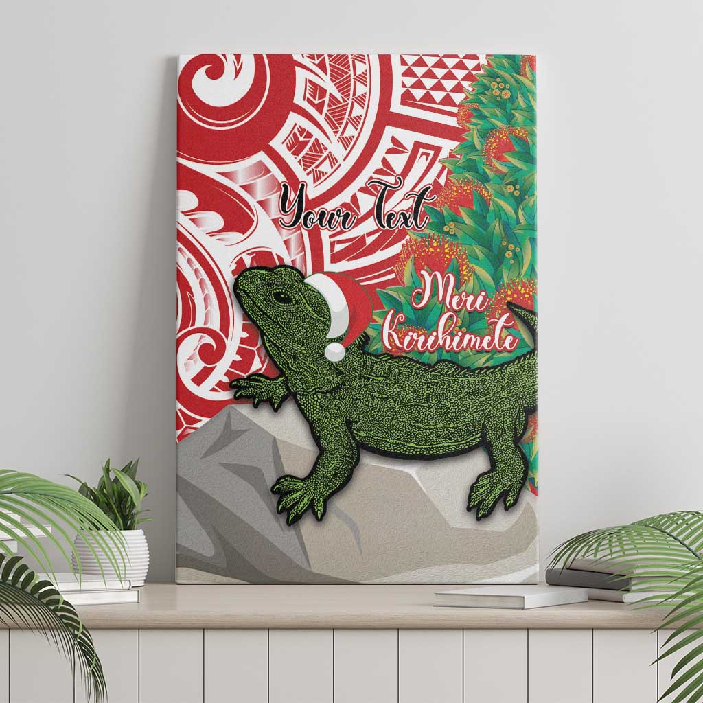 Personalised New Zealand Tuatara Christmas Canvas Wall Art Meri Kirihimete Aotearoa Maori Mix Pohutukawa LT14 - Polynesian Pride