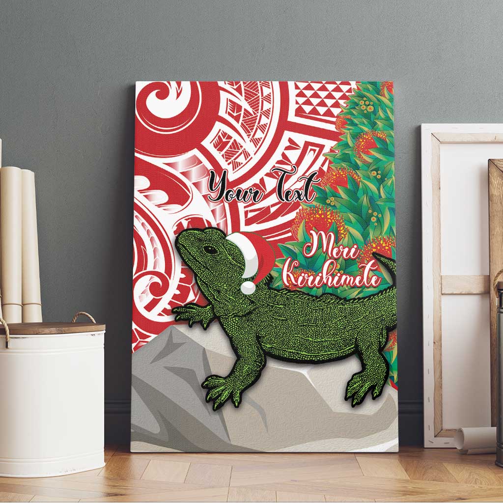 Personalised New Zealand Tuatara Christmas Canvas Wall Art Meri Kirihimete Aotearoa Maori Mix Pohutukawa LT14 - Polynesian Pride