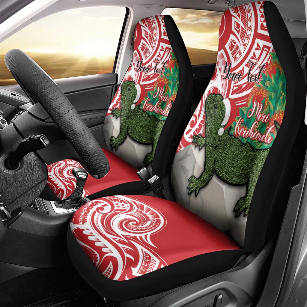 Personalised New Zealand Tuatara Christmas Car Seat Cover Meri Kirihimete Aotearoa Maori Mix Pohutukawa LT14 - Polynesian Pride