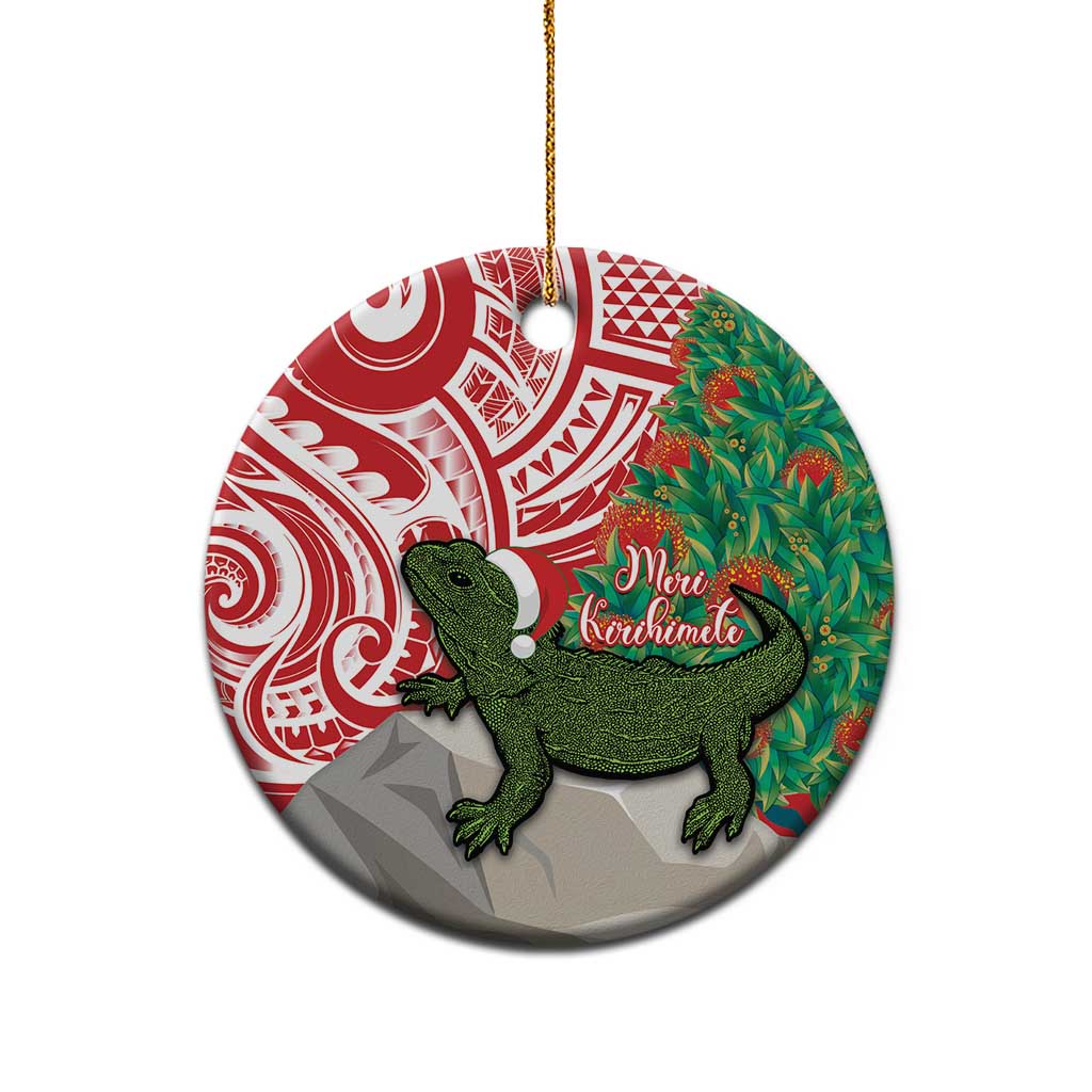Personalised New Zealand Tuatara Christmas Ceramic Ornament Meri Kirihimete Aotearoa Maori Mix Pohutukawa LT14 - Polynesian Pride