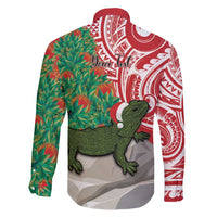 Personalised New Zealand Tuatara Christmas Family Matching Long Sleeve Bodycon Dress and Hawaiian Shirt Meri Kirihimete Aotearoa Maori Mix Pohutukawa LT14 - Polynesian Pride
