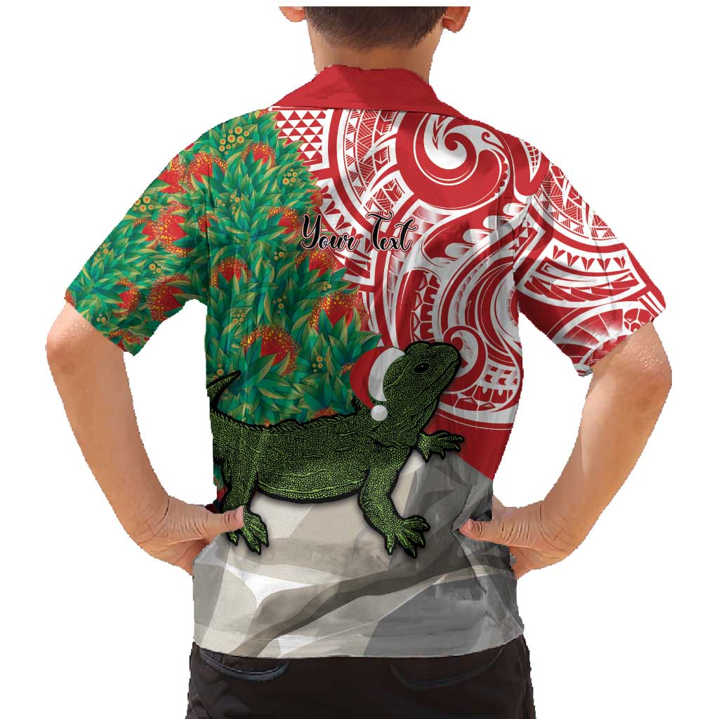 Personalised New Zealand Tuatara Christmas Family Matching Mermaid Dress and Hawaiian Shirt Meri Kirihimete Aotearoa Maori Mix Pohutukawa LT14 - Polynesian Pride
