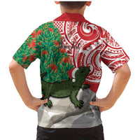Personalised New Zealand Tuatara Christmas Family Matching Mermaid Dress and Hawaiian Shirt Meri Kirihimete Aotearoa Maori Mix Pohutukawa LT14 - Polynesian Pride