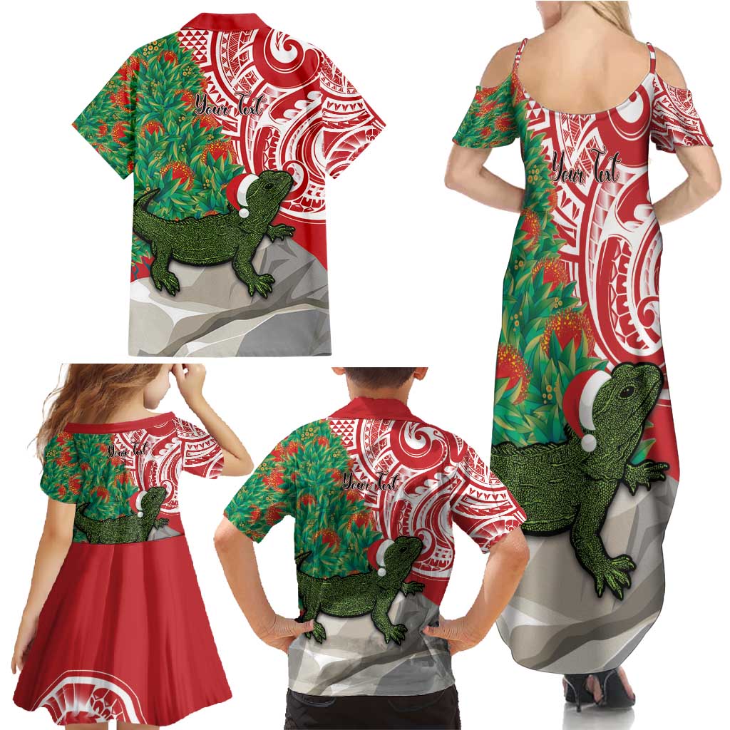 Personalised New Zealand Tuatara Christmas Family Matching Summer Maxi Dress and Hawaiian Shirt Meri Kirihimete Aotearoa Maori Mix Pohutukawa LT14 - Polynesian Pride