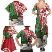 Personalised New Zealand Tuatara Christmas Family Matching Summer Maxi Dress and Hawaiian Shirt Meri Kirihimete Aotearoa Maori Mix Pohutukawa LT14 - Polynesian Pride