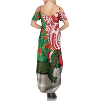Personalised New Zealand Tuatara Christmas Family Matching Summer Maxi Dress and Hawaiian Shirt Meri Kirihimete Aotearoa Maori Mix Pohutukawa LT14 - Polynesian Pride